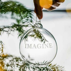 Simon Pearce Round Ornament: IMAGINE